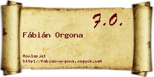 Fábián Orgona névjegykártya